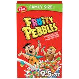Pebbles Fruity PEBBLES Cereal, Fruity Kids Cereal, Gluten Free Rice Cereal for Kids, 19.5 OZ Family Size Cereal Box