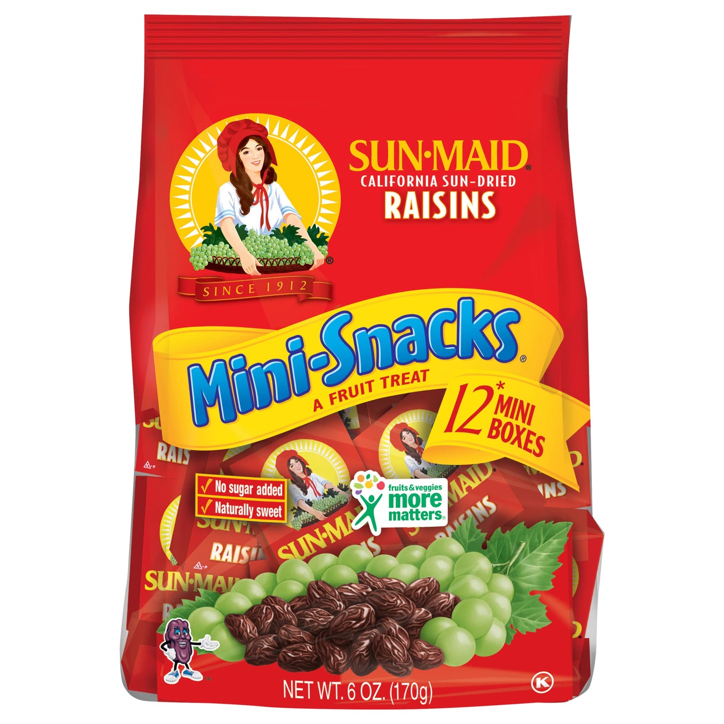 Sun-Maid California Raisins Mini Snacks Bags, 6 oz