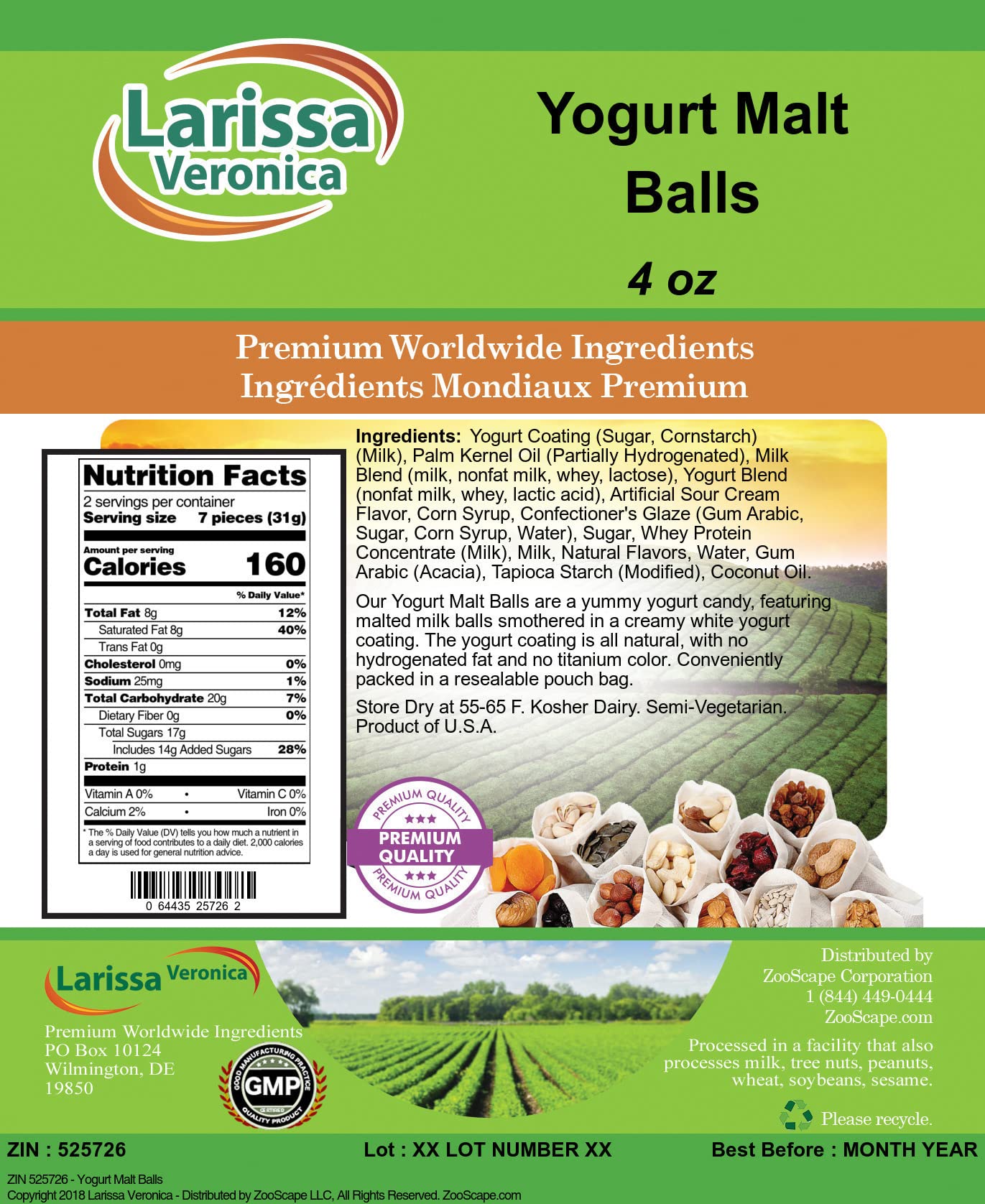 Yogurt Malt Balls (4 oz, ZIN: 525726) - 2 Pack
