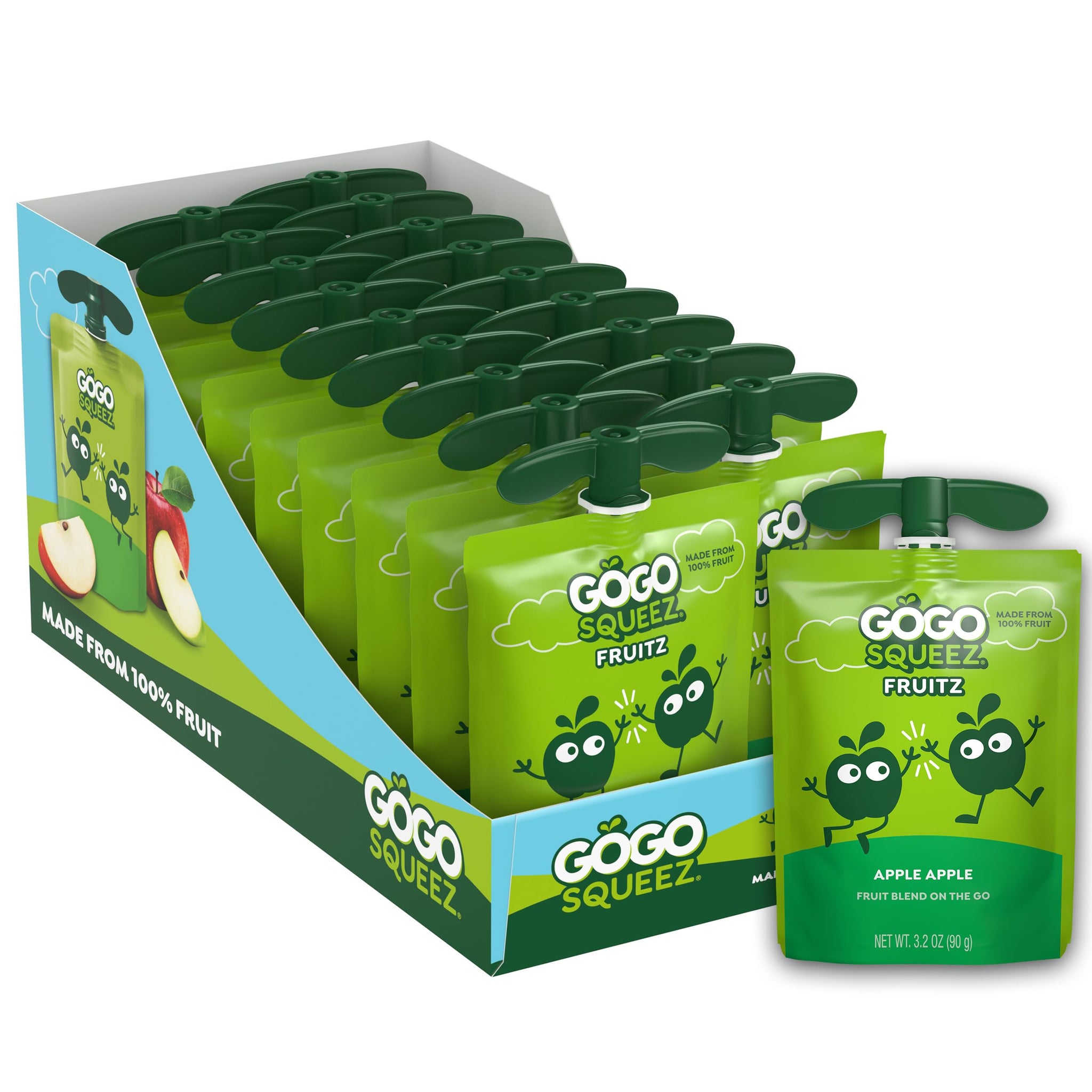 GoGo squeeZ No Sugar Added Applesauce and Fruit Puree, Apple Apple, 3.2 oz Pouches (Pack of 18), Fruit Snacks for Kids, Gluten Free, Nut Free