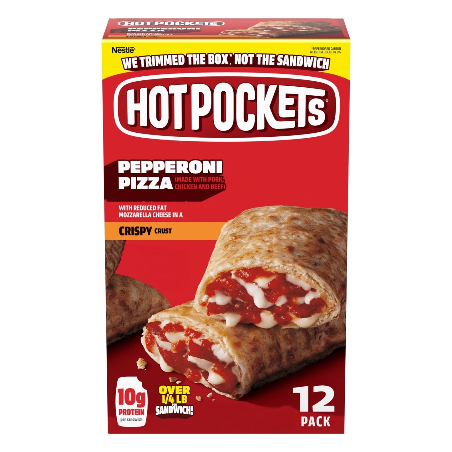 Hot Pockets Pepperoni Pizza Crispy Crust Frozen Snacks, Pizza Snacks Made with Mozzarella Cheese, 54 Oz, 12 Count Frozen Sandwiches