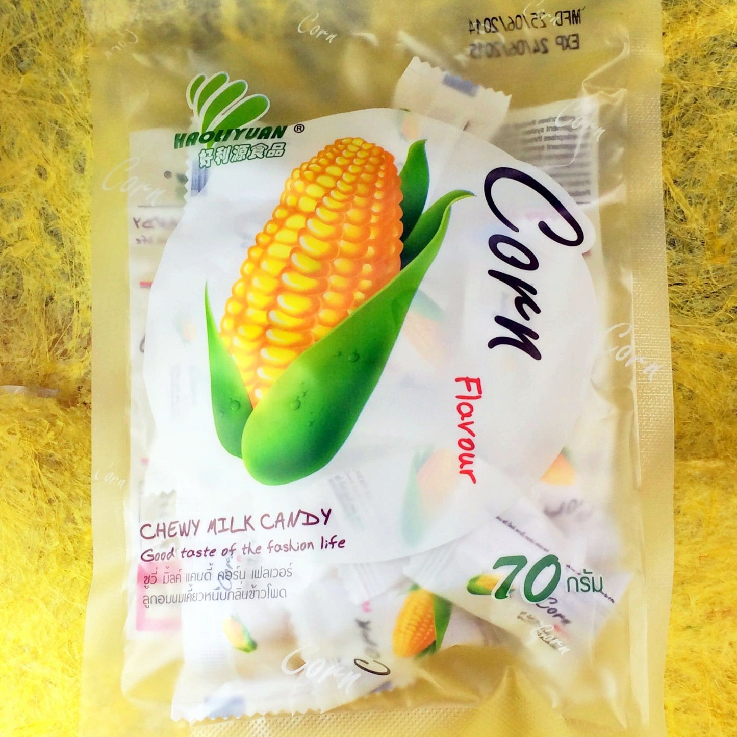 Thai Candy Haoliyuan Toffee Chewy Milk Corn Sweets Desserts Snacks 70g (2.47 Oz)