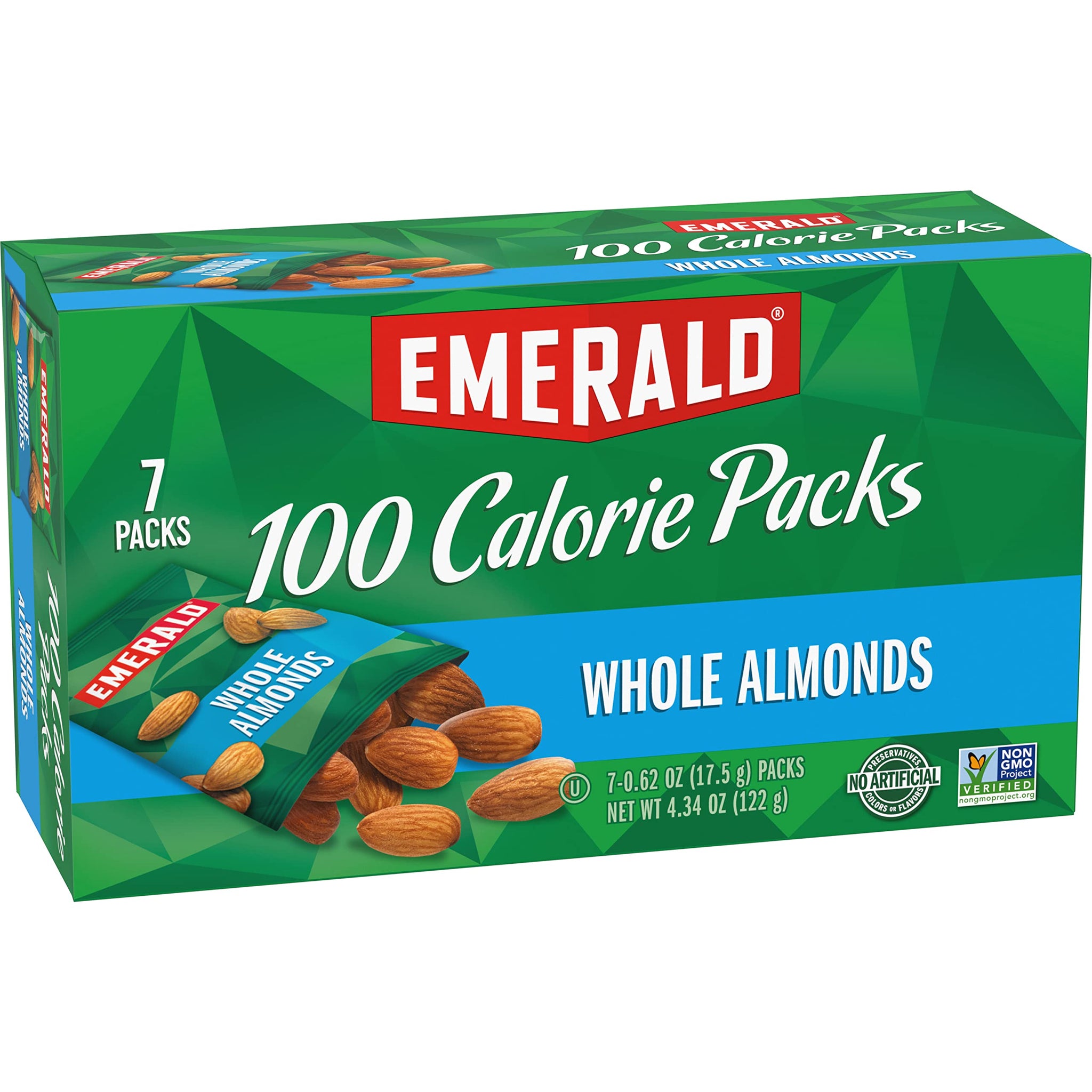 Emerald 34325 100 Calorie Pack All Natural Almonds, 0.63oz Packs, 7/Box