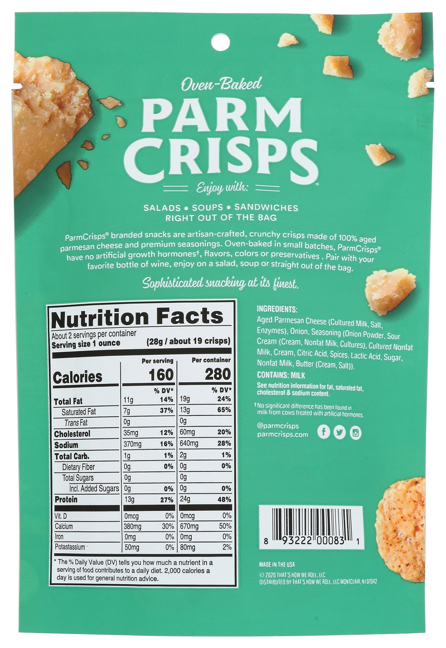 Parmcrisps, Crisps Sour Cream Onion, 1.75 Ounce