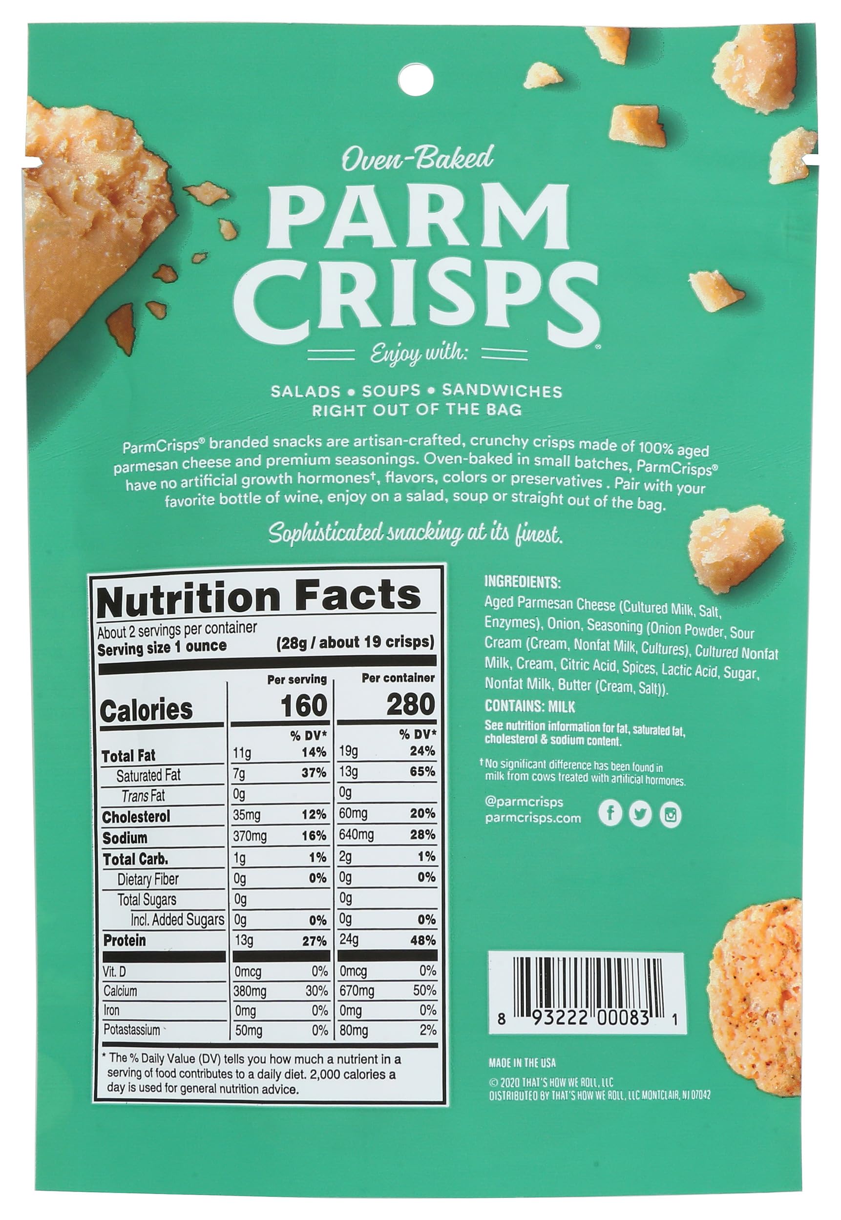 Parmcrisps, Crisps Sour Cream Onion, 1.75 Ounce
