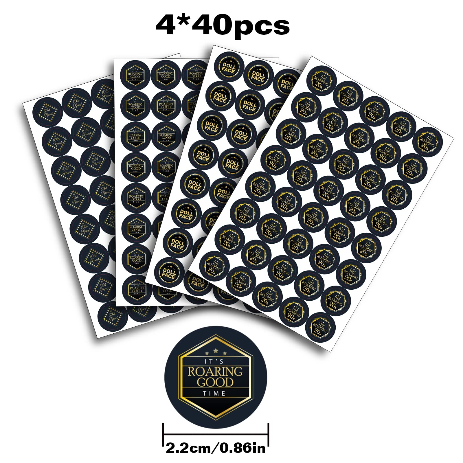 Roaring 20s Round Candy Sticker - Gatsby 1920s Vintage Jazz Flapper Party Wedding or Birthday Party Favors Sticker Labels Fit Chocolate Candy?160