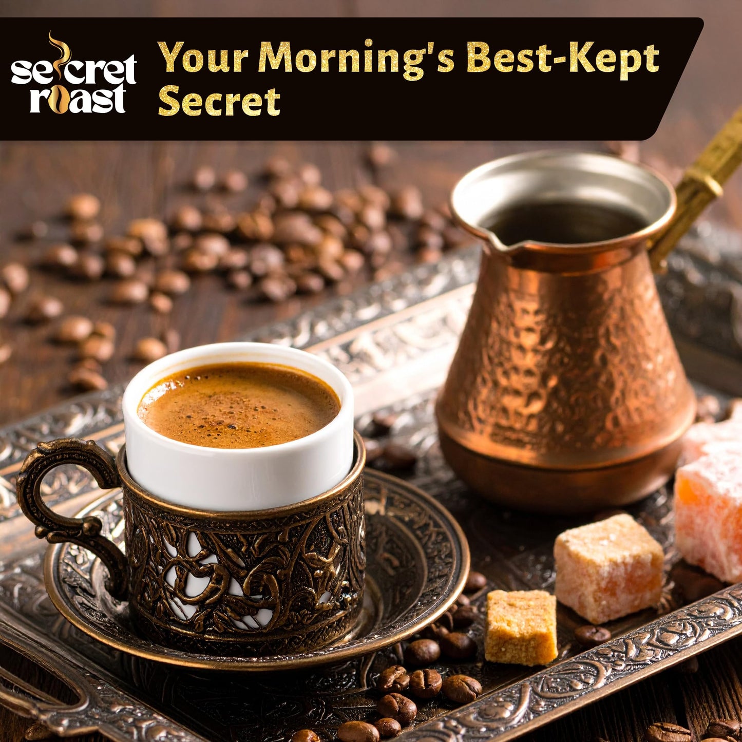 Secret Roast Ground Roasted Turkish Coffee | Mediterranian Delight | 3.5 oz | Kosher | Pack of 3
