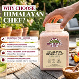 Himalayan Chef Mineral Salt, 5 lbs Plastic Jar - Natural Food Grade Salt for Cooking, Fine Grain, Bulk Kitchen Salt for Daily Use