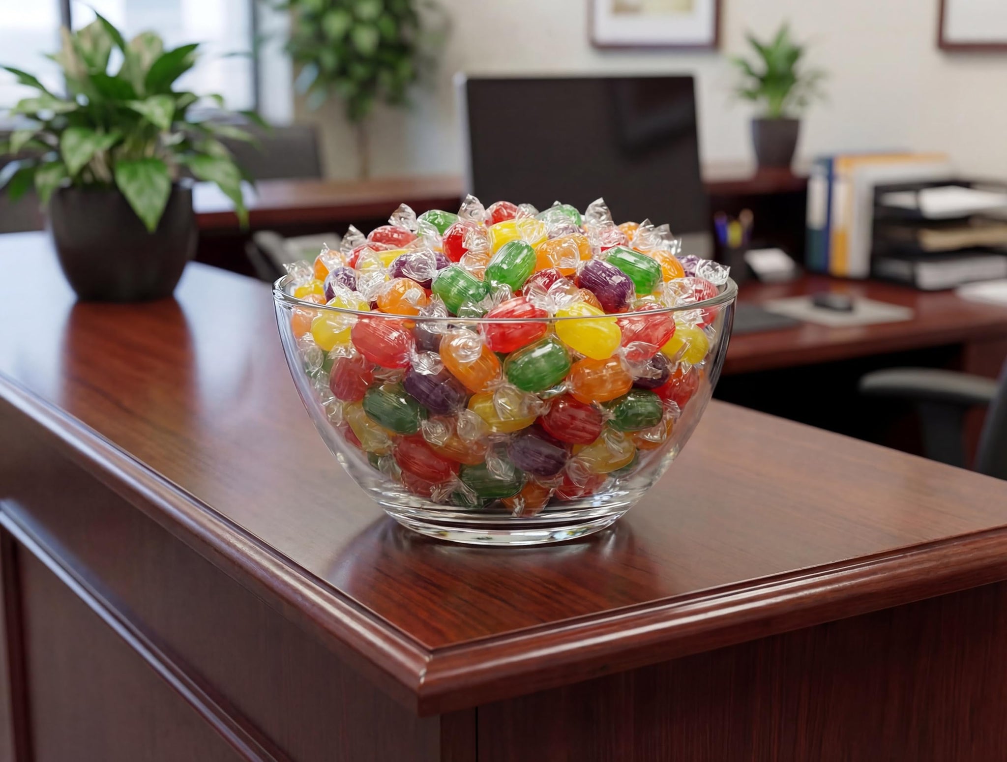 Assorted Hard Candy Fruit Barrels - 4 lbs Bulk Individually Wrapped Orange Cherry Apple Lemon Grape Fresh Sweet Individually Wrapped Classic Treats