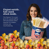 Jody's Gourmet Popcorn Red White & Blue Stripes Tin - 4th of July Popcorn Variety With Caramel Corn, Patriotic Kettle Corn, Double Cheddar, Sea Salt
