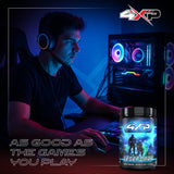 4XP Legendary Blue Raspberry Gaming Energy Drink Mix| Low-Cafeine Nootropic Powder with B Vitamins & Bold Blue Raspberry Flavor for Gamers |