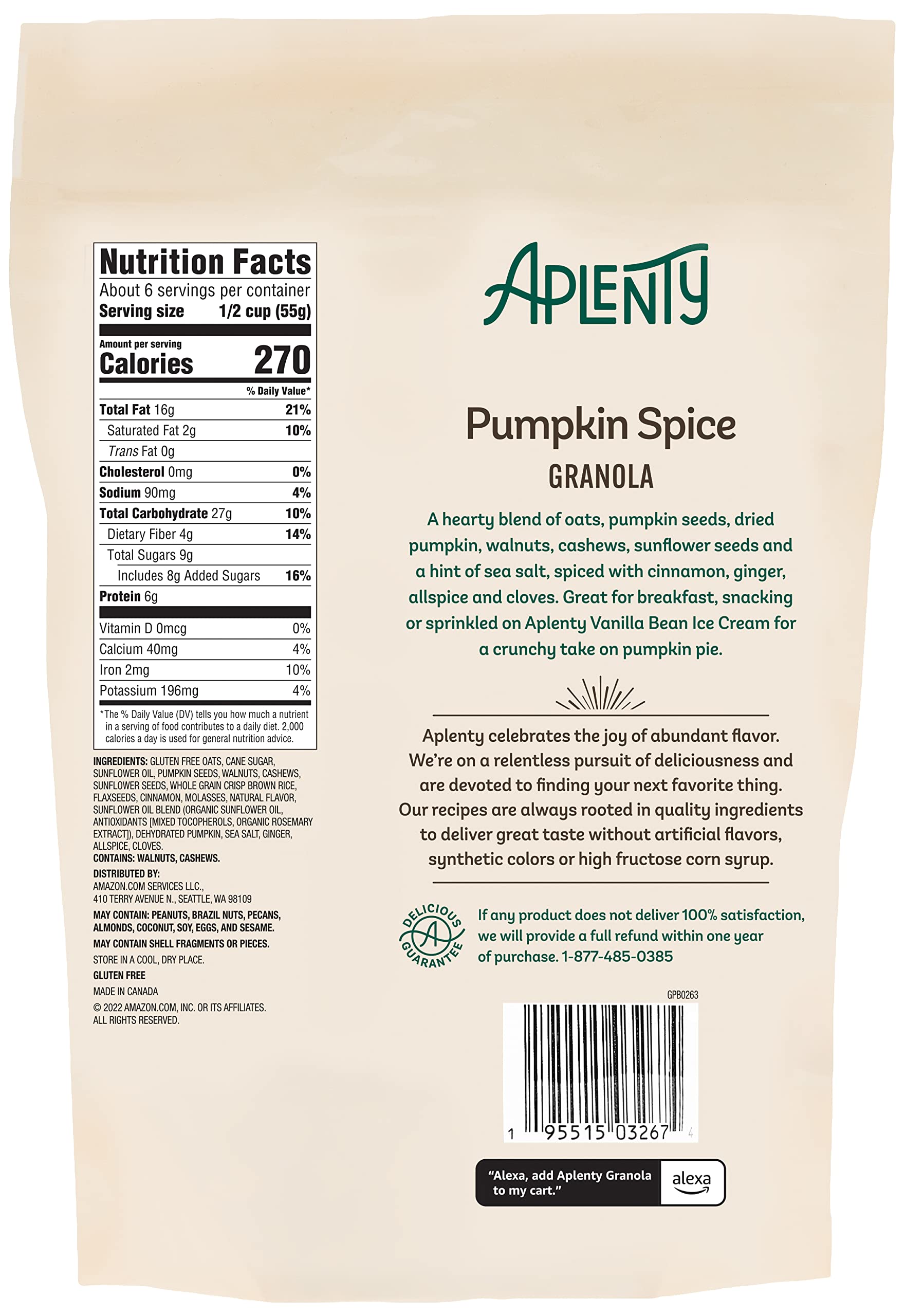 Aplenty Pumpkin Spice Granola