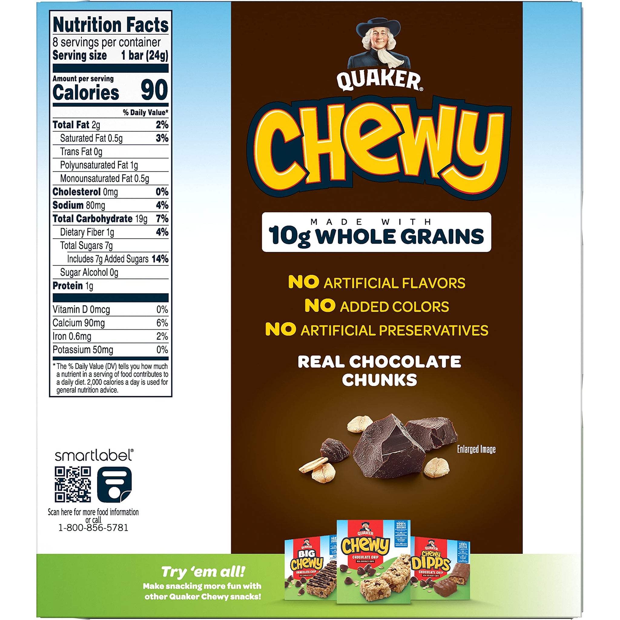 Quaker Chewy Granola Bars Chocolate Chunk, 0.84 Oz, 8 Ct