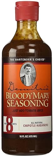 Demitri’s Chipotle Habañero Bloody Mary Seasoning - Spicy Cocktail Drink Mix - Gluten Free Bloody Mary Mix - Tequila and Vodka Mixers - Bold Flavor