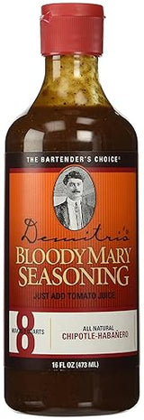 Demitri’s Chipotle Habañero Bloody Mary Seasoning - Spicy Cocktail Drink Mix - Gluten Free Bloody Mary Mix - Tequila and Vodka Mixers - Bold Flavor