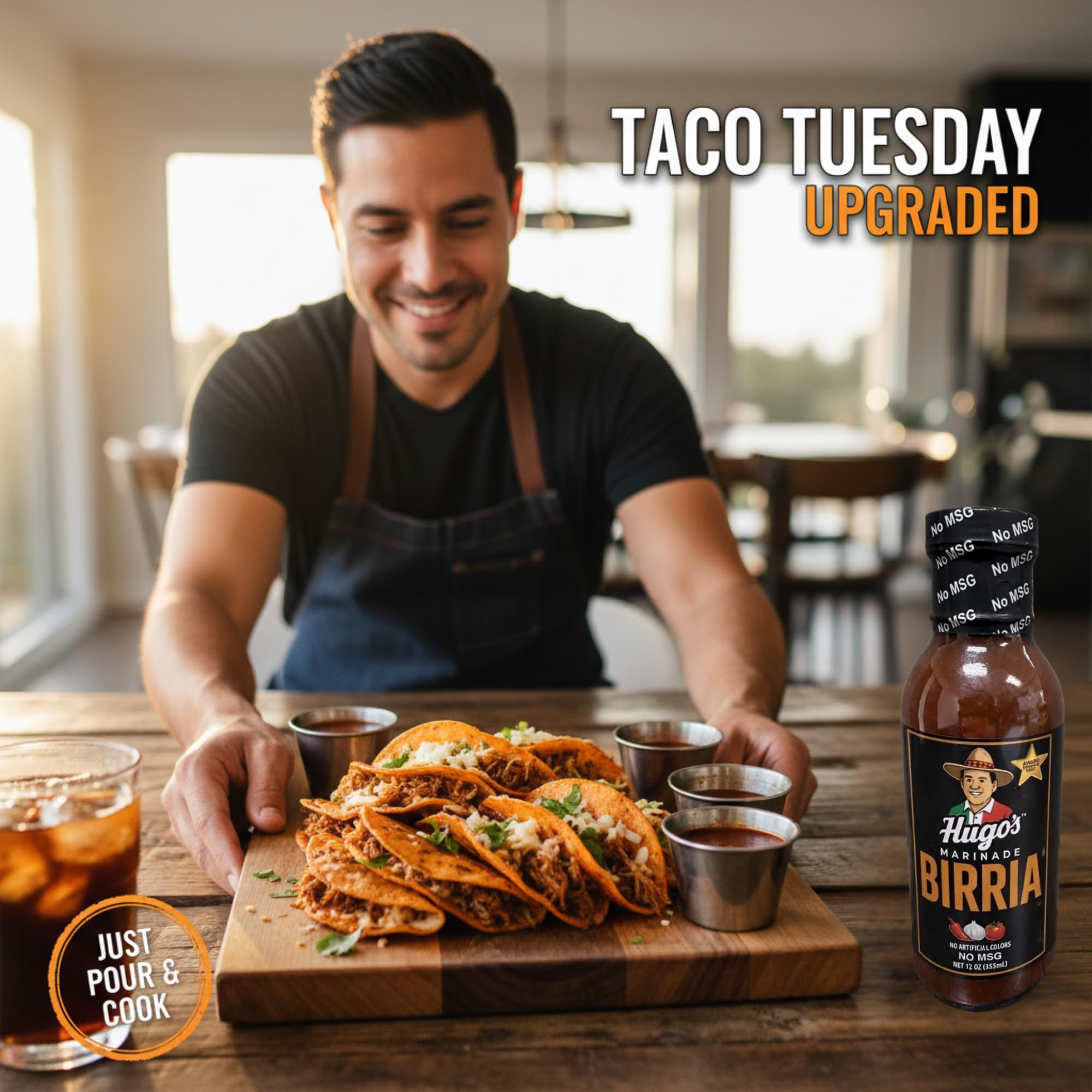 Hugo’s Birria Marinade & Consommé Base - Traditional Mexican Adobo Taco Sauce for - Slow Cooker, Instant Pot, Pressure Cooker Ready - No MSG - 12 oz
