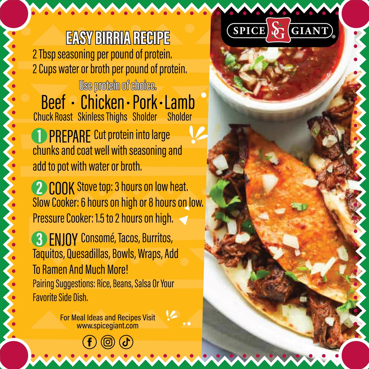 Mexican Birria Seasoning 5 oz | Mexican Spice | All Purpose, Beef, Chicken, Pork & More Seasoning | Tacos | Burritos | Fajitas | Consome I Authentic