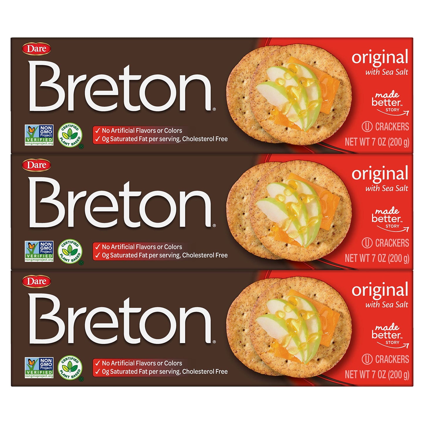 Breton Original Crackers 7 Ounce Pack of 3