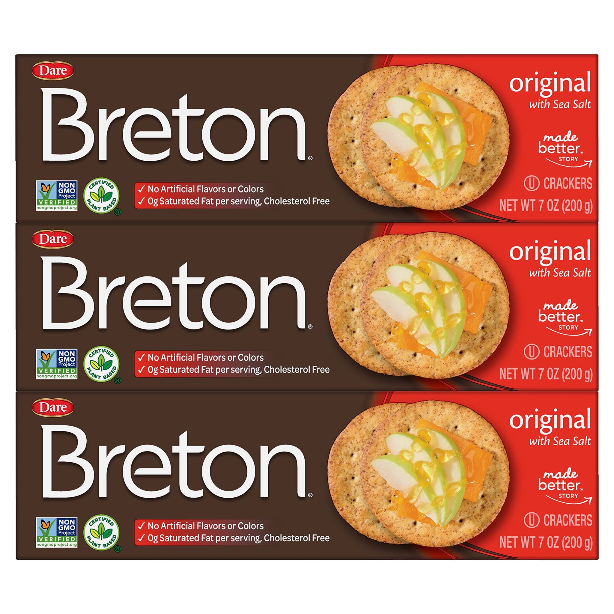 Breton Original Crackers 7 Ounce Pack of 3