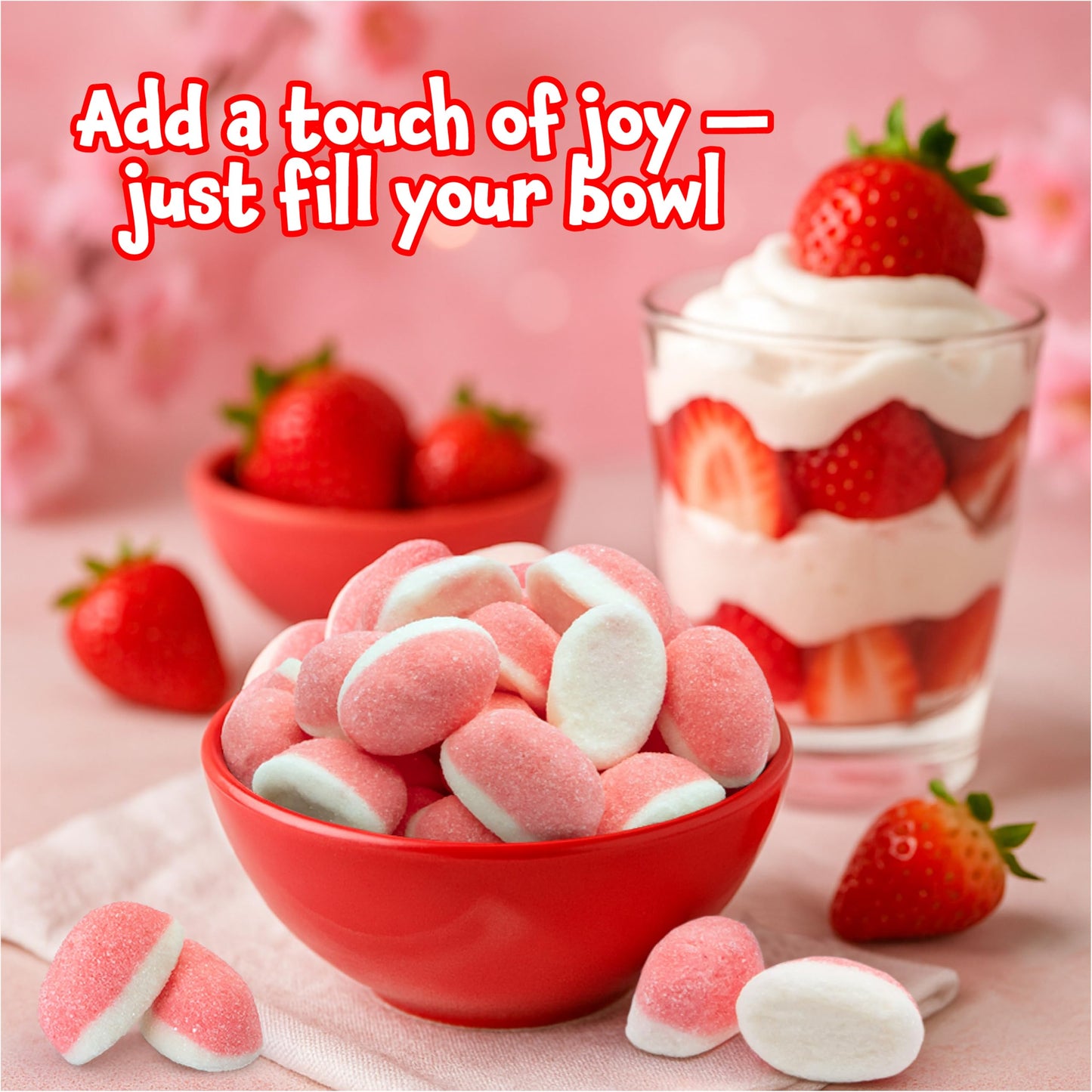 Strawberry Gummy Candy - 2 Pound Pack - Pink Cloud Candy for Baby Showers & Party Favors - Gender Reveal Strawberry Gummies - It's a Girl Candy - Bulk