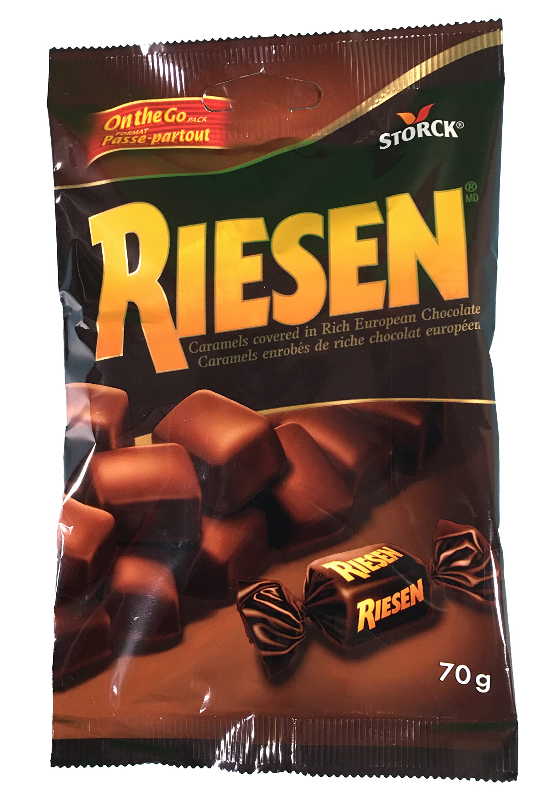 12- Bags of Riesen Caramels Covered in Rich European Chocoate 70g Each Bag Made in Germany