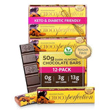ChocoPerfection Dark Almond Sugar Free Chocolate Bars - Vegan Gift Box European Style Dark Chocolate Almonds, Keto Friendly Gluten Free Snacks