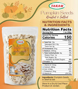 TAKAM Roasted & Salted Pumpkin Seeds (In Shell), Jumbo Size, Product of Jordan, 2 lbs (32 oz) Resealable Bag