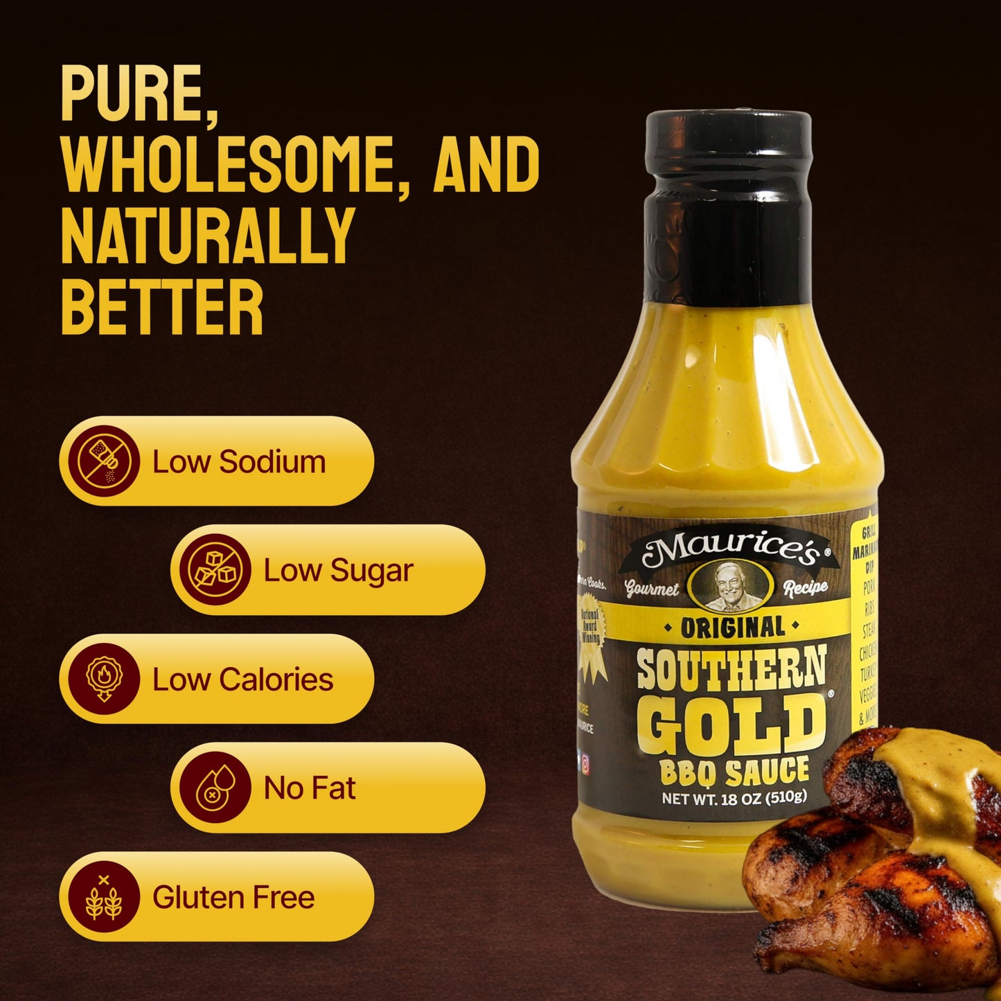 Maurice’s Southern Gold BBQ Sauce - Classic Carolina Mustard BBQ Sauce with Bold Flavor - Authentic Southern Carolina Barbeque Dressing - Rich