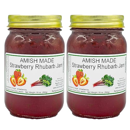 Amish Strawberry Rhubarb Jam - Two 16 Oz Jars