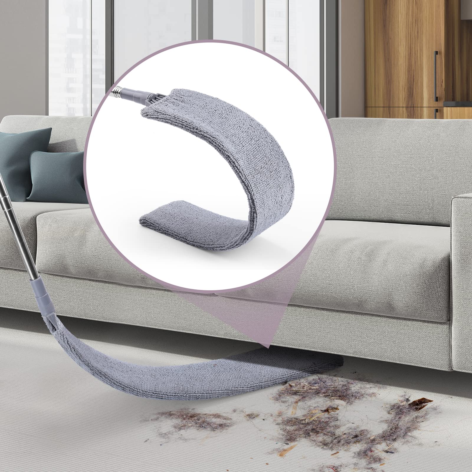 Retractable Gap Dust Cleaner with 3 Microfiber Dusting Cloths & 30-100 inch Extendable Long Handle, Retractable Duster Brush for Cleaning Under