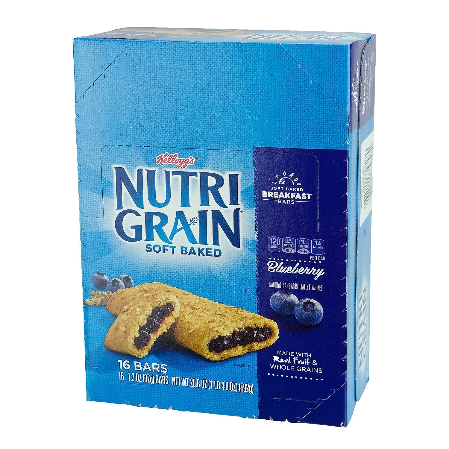 Kellogg's Nutrigrain Cereal Bar,Individually Wrapped - Blueberry - 16 / Box