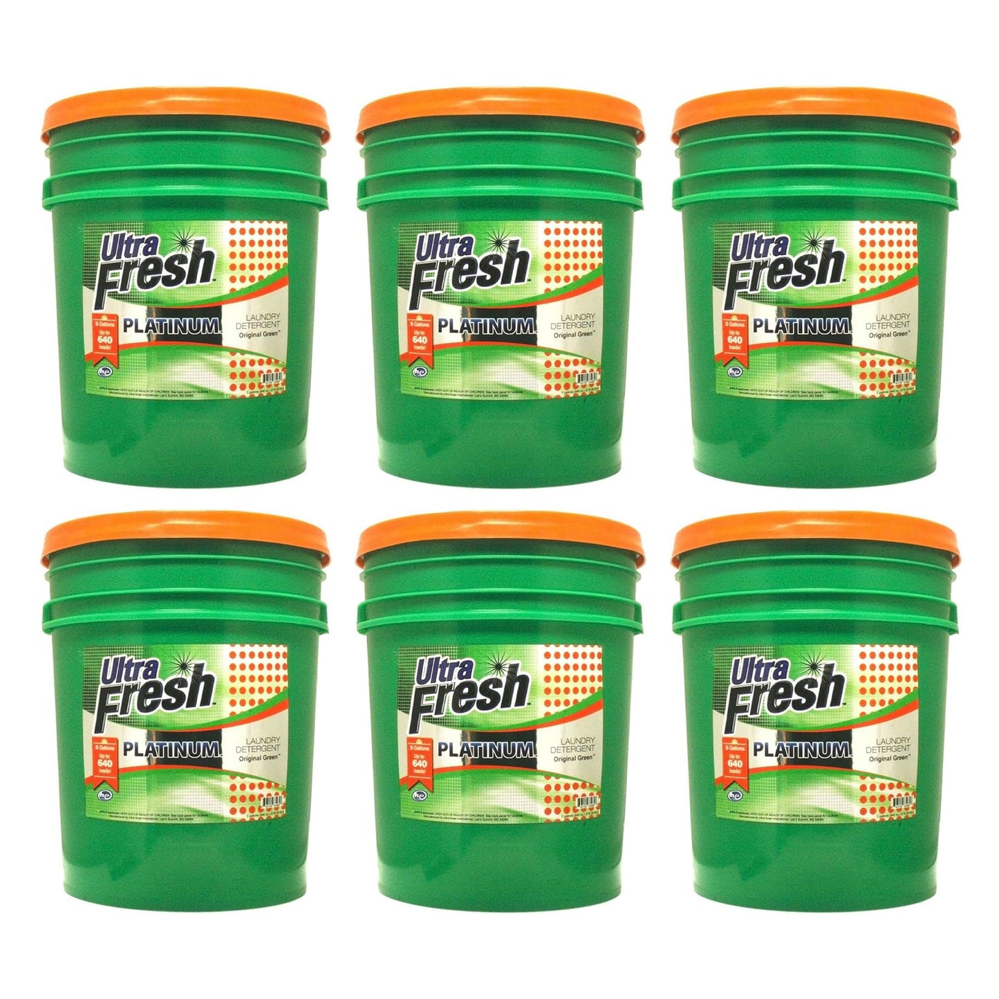 Ultra Fresh 3X Platinum 5 Gallon Laundry Detergent Liquid for All Machine Types with Easy Dispensing Pump, Up to 640 Loads, Original Green (2 Pack)