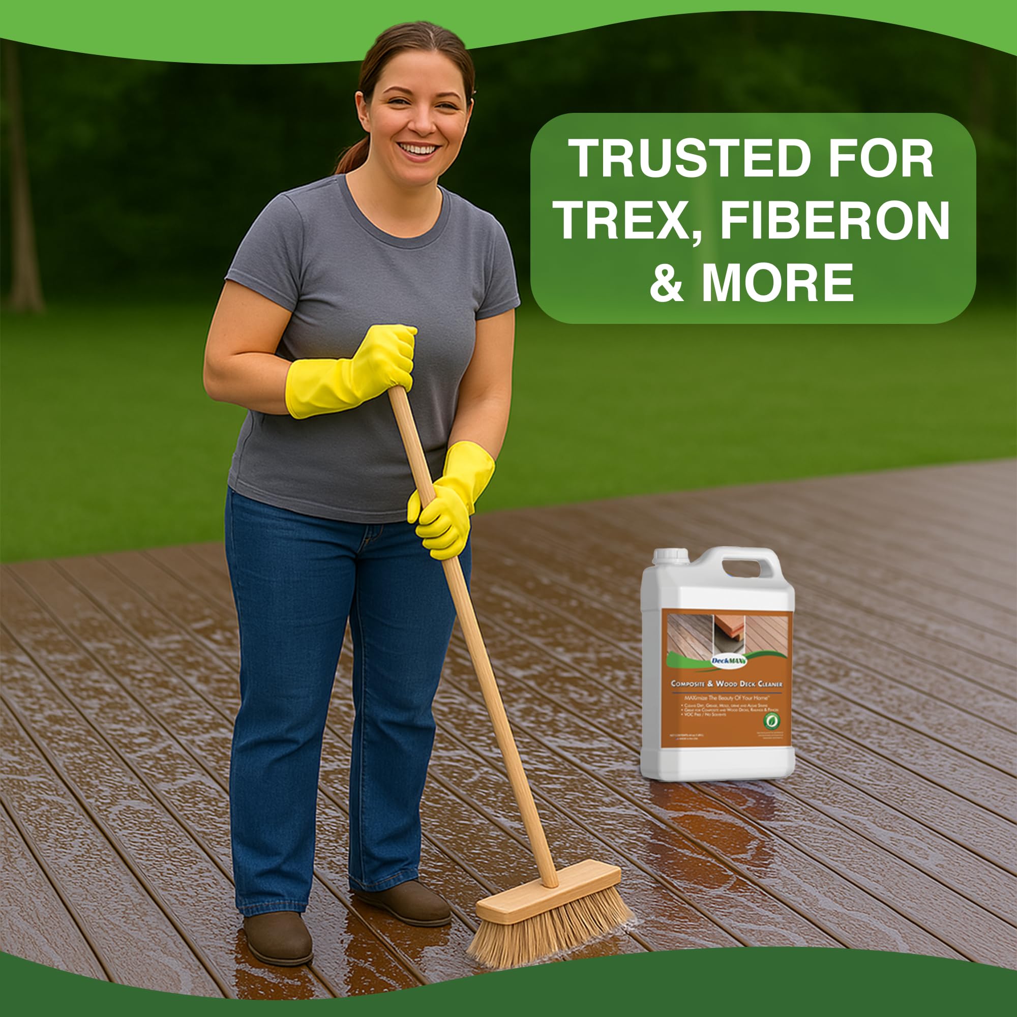 DeckMax Premium Deck Cleaner Kit | Deck Cleaner and Mildew Remover | Cleans up to 1,500 Sq. Ft. | Safe for Trex, Timbertech & Wood Decking | Powerful