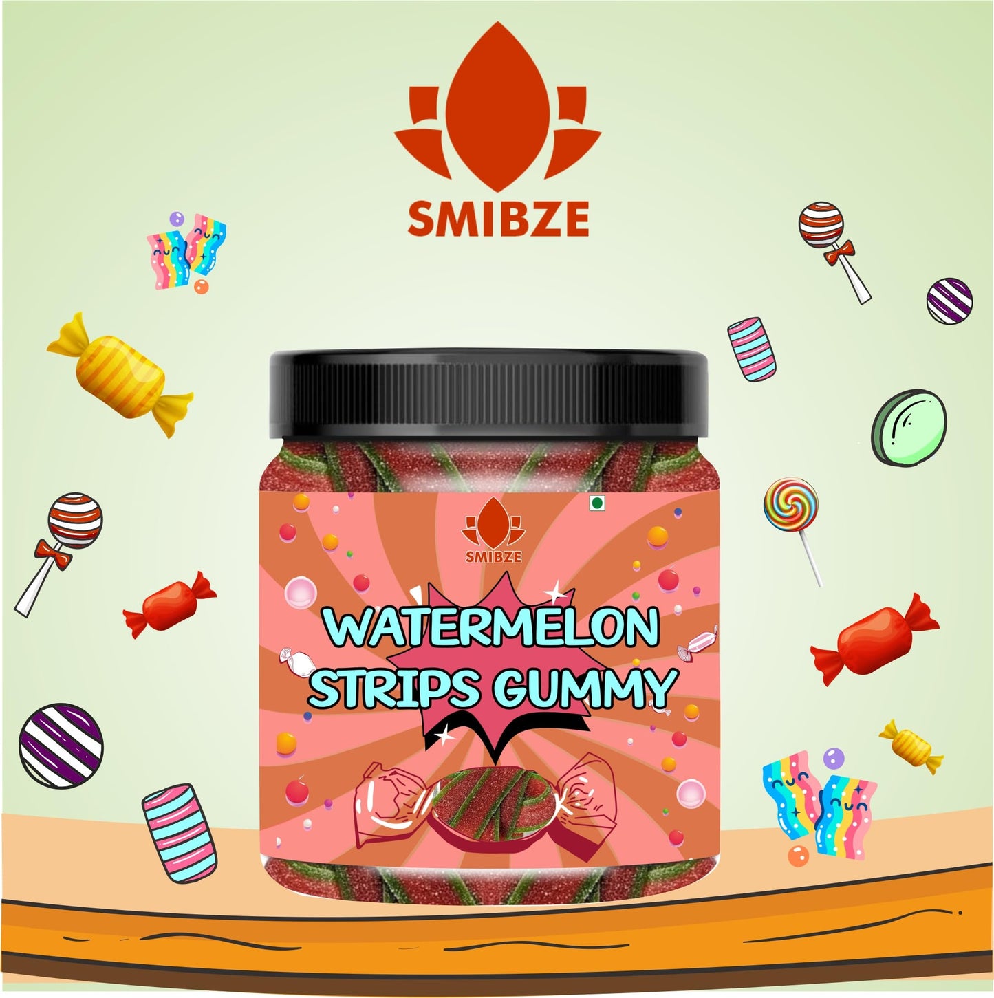 SMIBZE Natural Watermelon Strips Gummy 250 GM (Pack of 1) SMIBZE