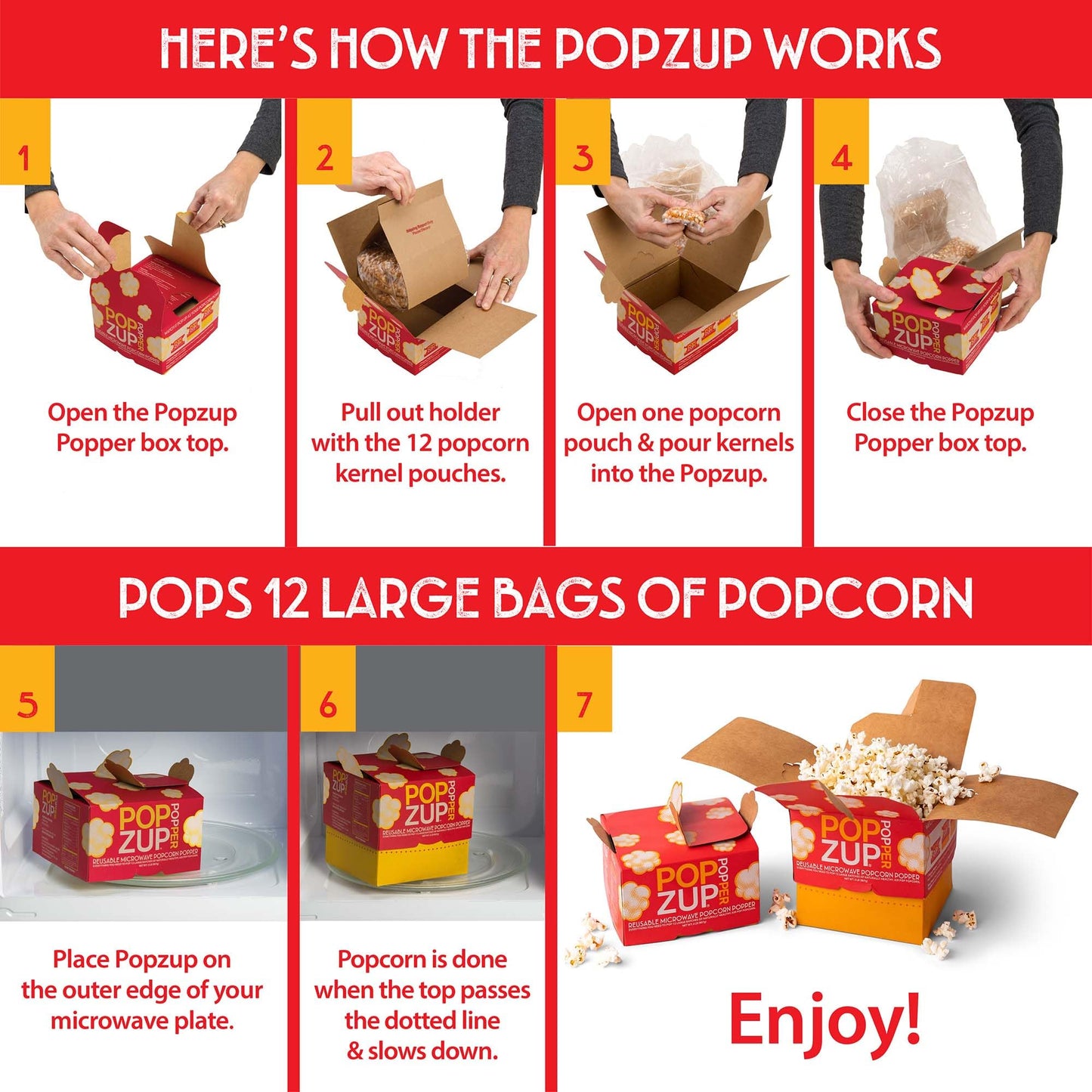 Popzup Popper - Equals 12 Large Microwave Popcorn Bags
