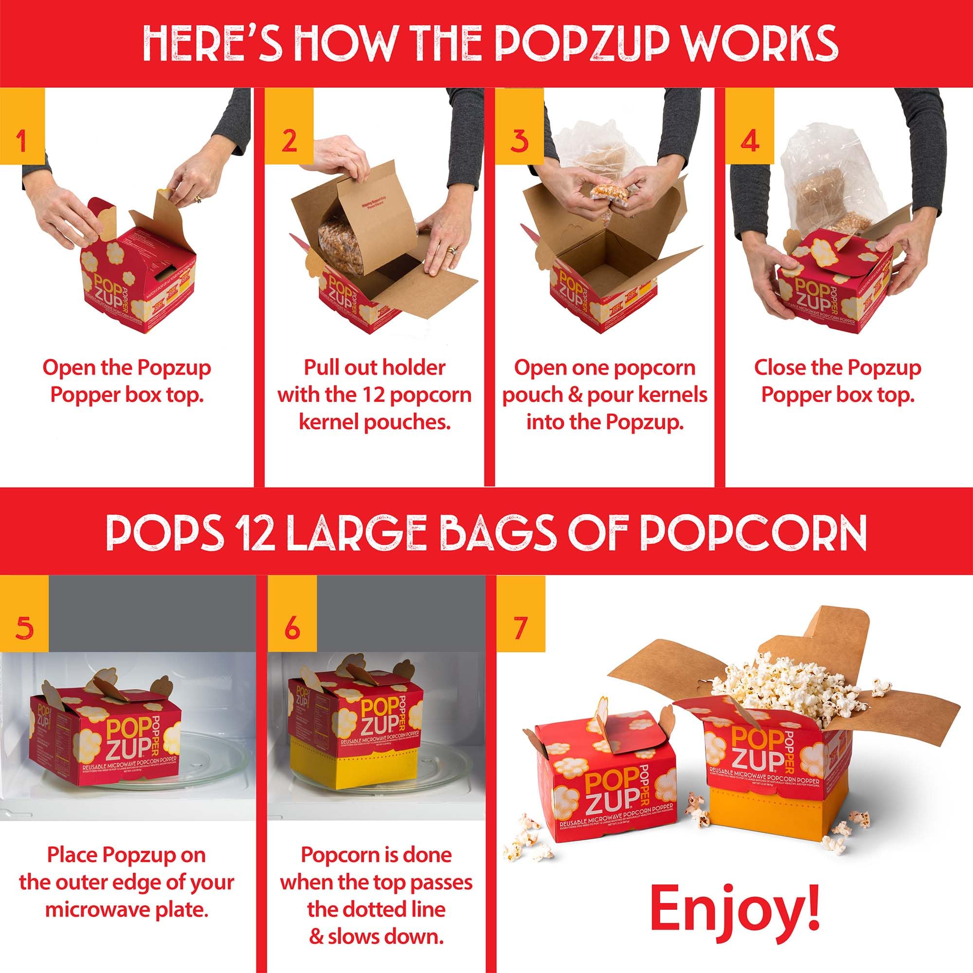 Popzup Popper - Equals 12 Large Microwave Popcorn Bags