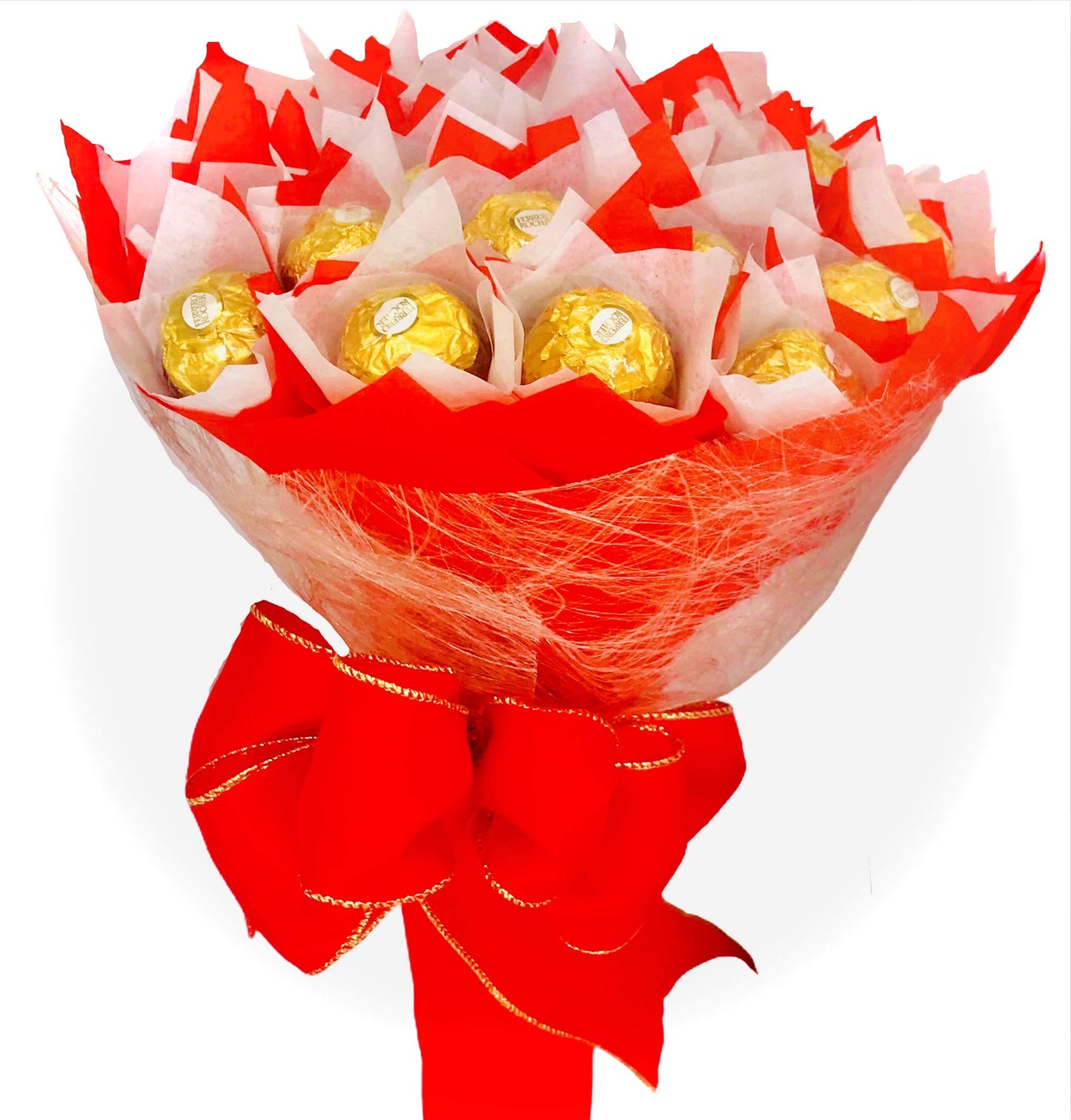Gourmet Hazelnut Milk Chocolate, Large Candy Chocolate Gift Bouquet, 24 Count Edible Red and White Roses
