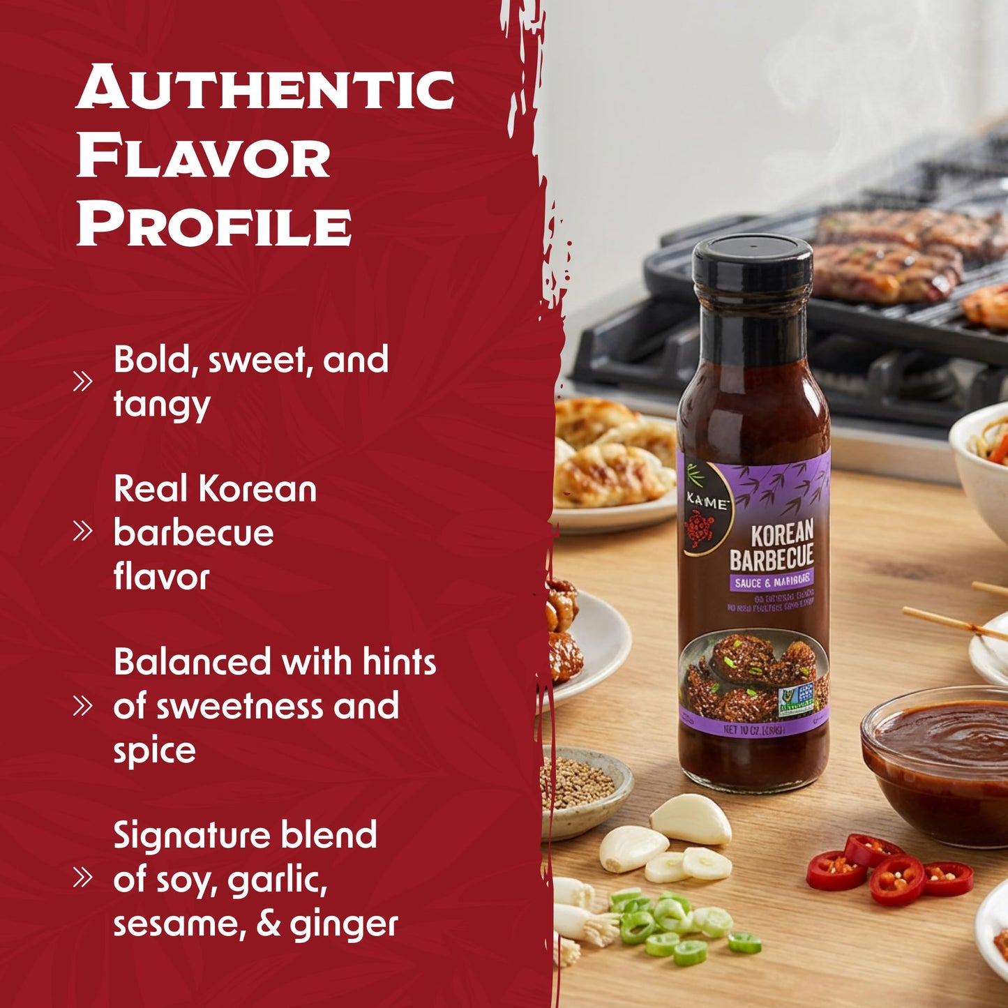 KA-ME Korean Barbecue Sauce - Sweet & Savory Korean BBQ Marinade - Asian Grilling & Cooking Sauce - Asian Pantry Staple - Non-GMO & Kosher - 10 Oz - 2
