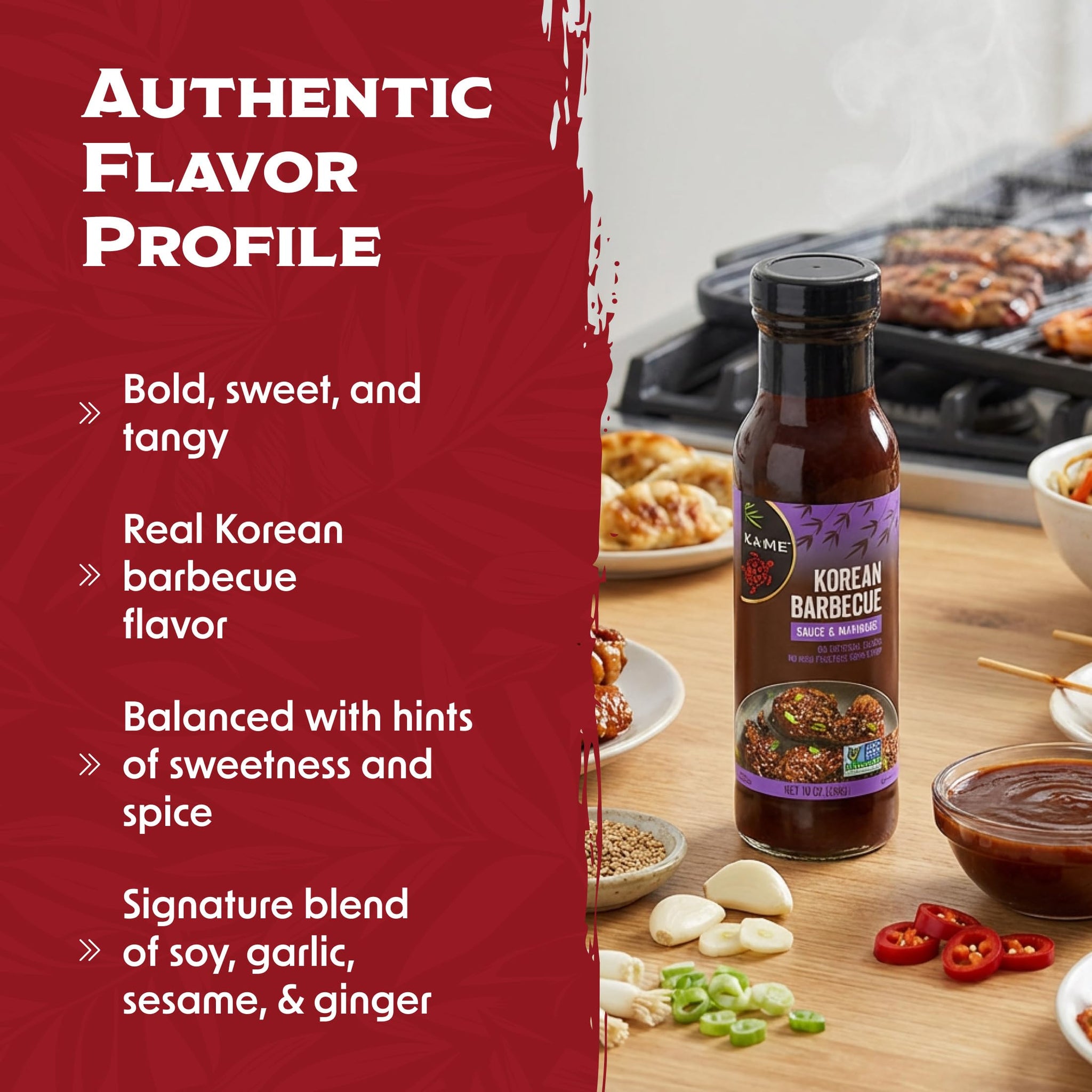 KA-ME Korean Barbecue Sauce - Sweet & Savory Korean BBQ Marinade - Asian Grilling & Cooking Sauce - Asian Pantry Staple - Non-GMO & Kosher - 10 Oz - 2