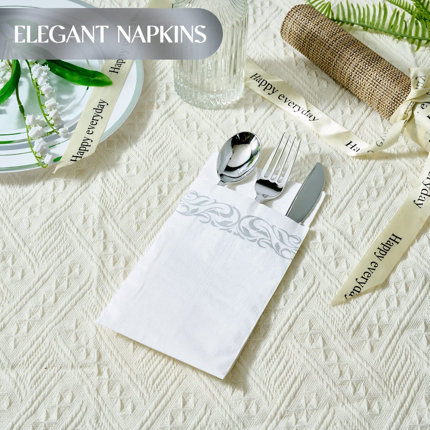 Vplus 400 Pack Paper Napkins Guest Towels Disposable Premium Quality 3-ply Dinner Napkins Disposable Soft, Absorbent, Perfect for Kitchen, Wedding