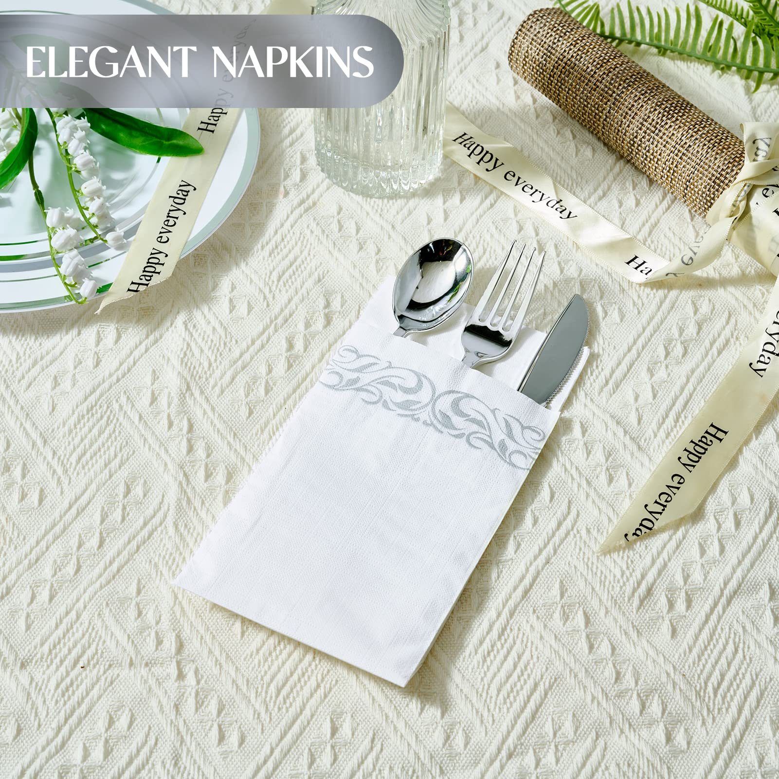 Vplus 400 Pack Paper Napkins Guest Towels Disposable Premium Quality 3-ply Dinner Napkins Disposable Soft, Absorbent, Perfect for Kitchen, Wedding