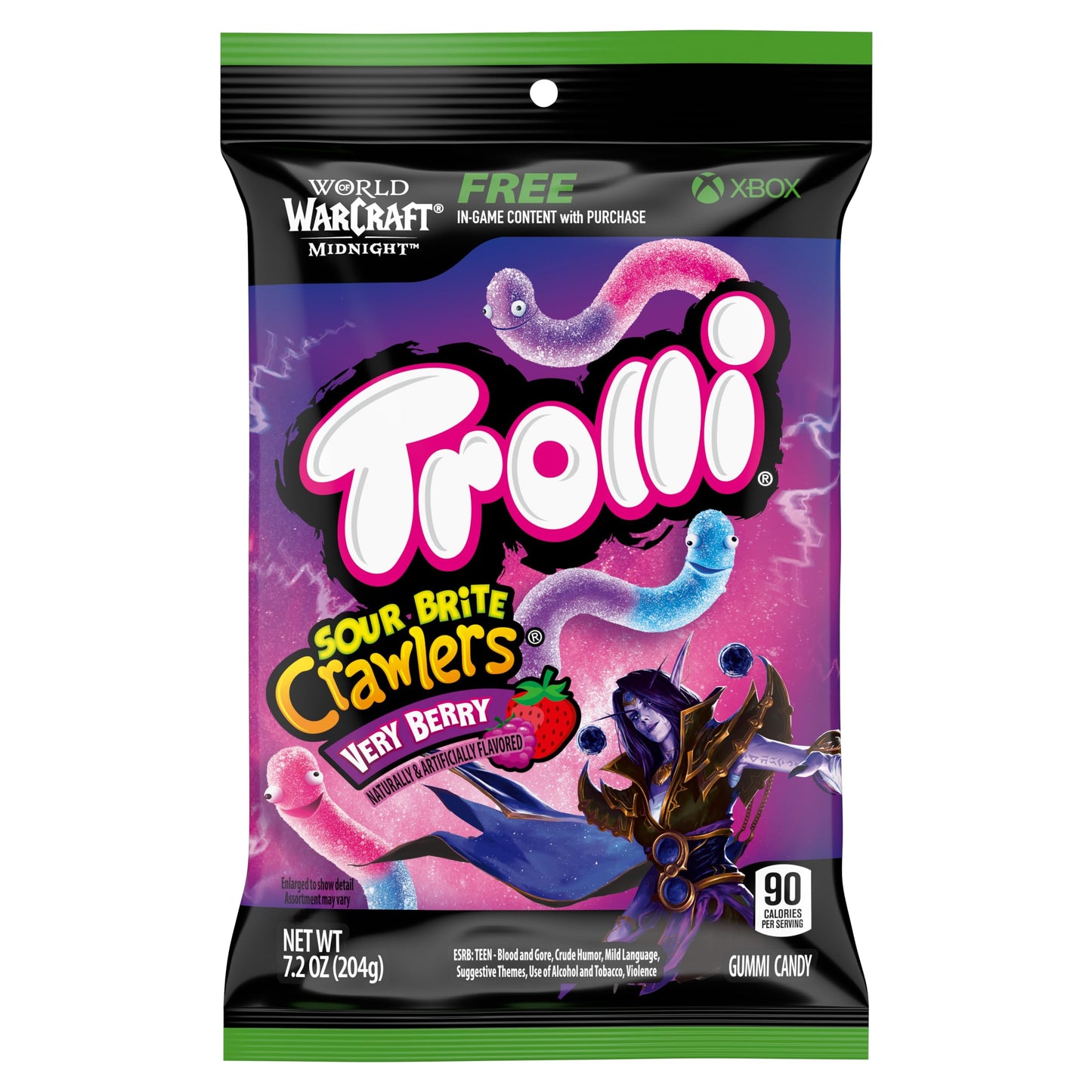 Trolli Sour Brite Crawlers Candy, Very Berry, Sweet and Sour, Gummy Worms, 7.2 oz