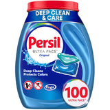 Persil Ultra Pacs Original Everyday Clean Laundry Detergent, 100 Count, No Mess, Single-Dose Laundry Soap, Deep Clean Fabric Care for Colors & Whites