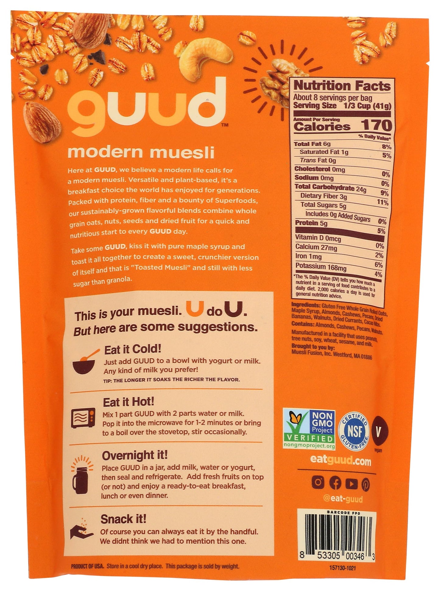 Guud, Cereal Muesli Nutty Cacao, 12 Ounce