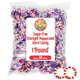 Sugar Free Peppermint Starlight Candy - 1 Pound Bulk Bag (Approx 90 Count) - Individually Wrapped - Valentines Day Peppermint Mints- Keto & Diabetic