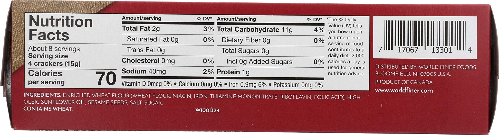 Wellington Toasted Sesame Water Crackers, 4.4-Ounces (Pack of 12)