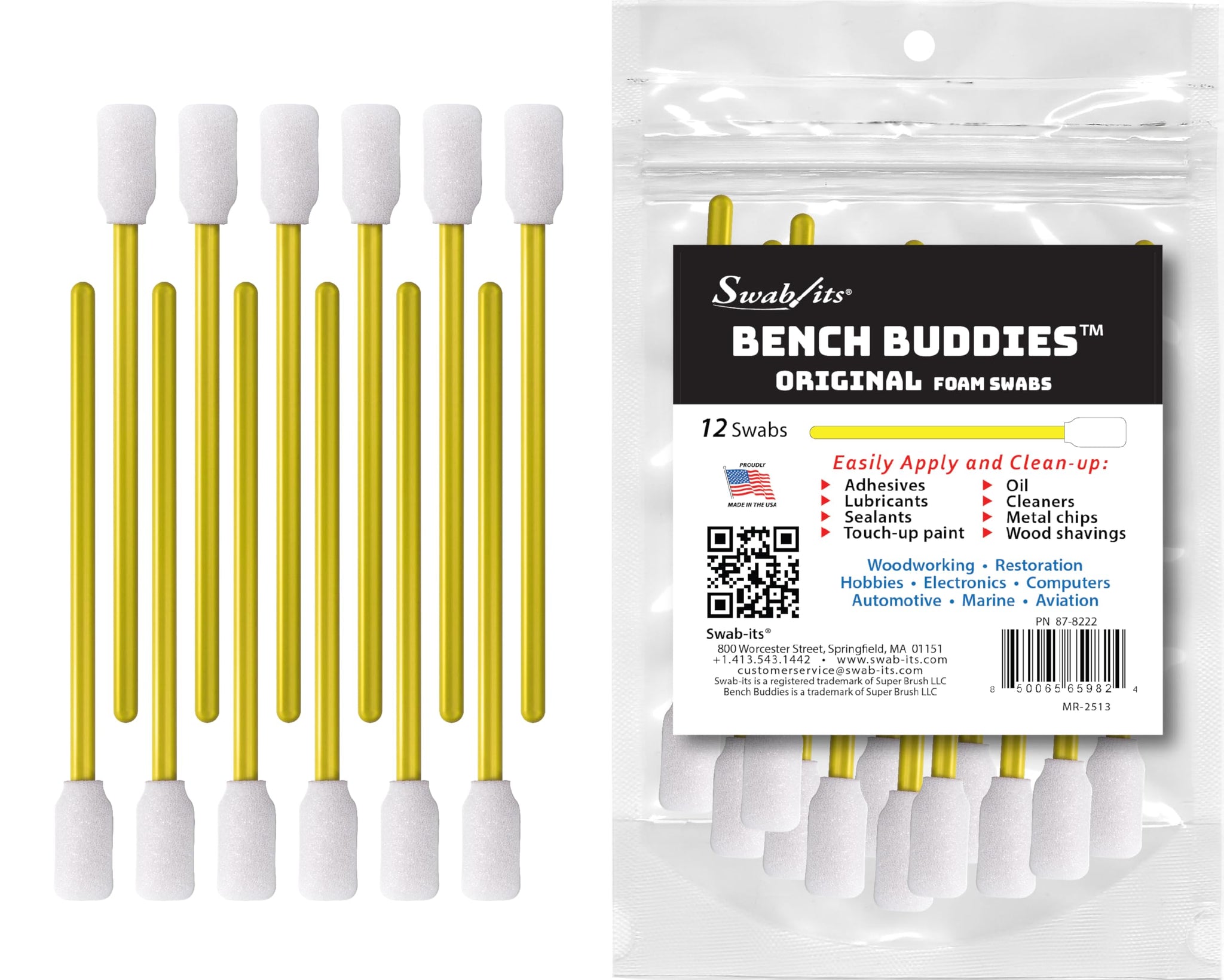Swab-its® 12- Piece Bench Buddies Original Foam Swabs - A Swab for Every Job: 88-8222