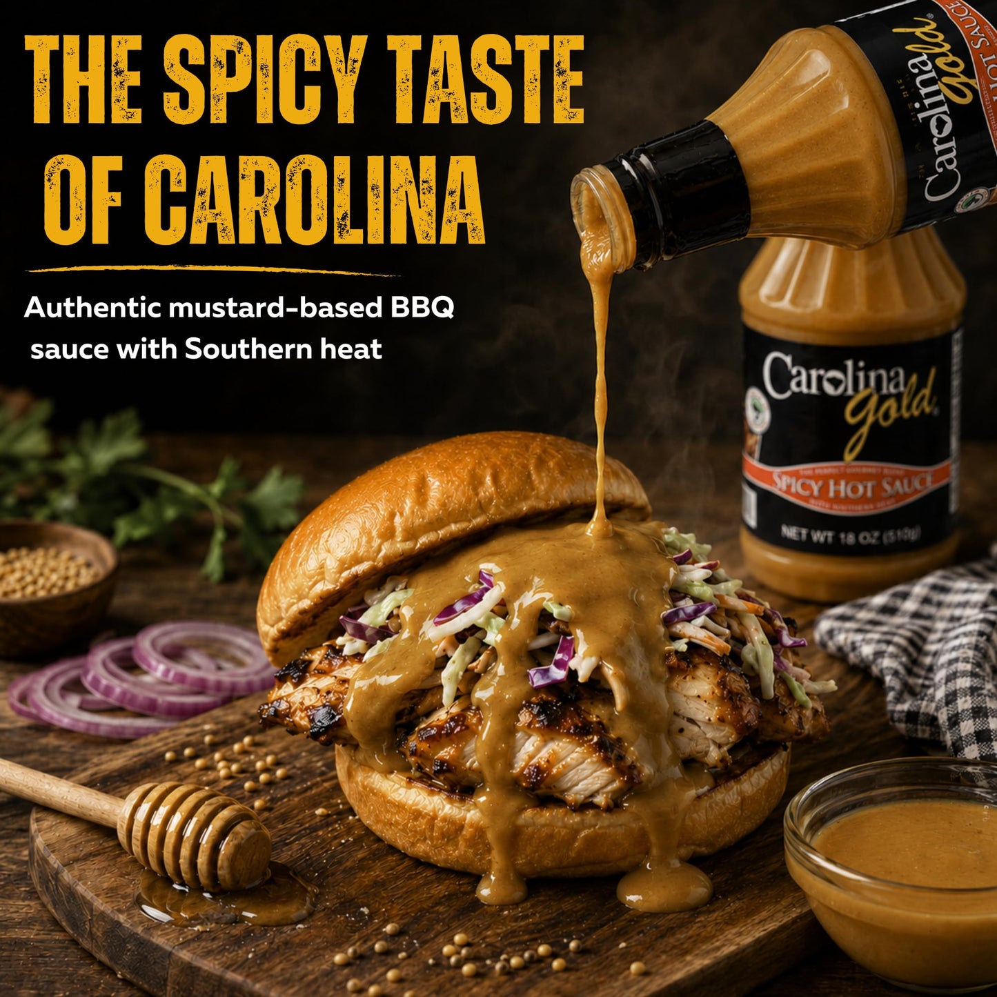 HOUSE Carolina Gold Spicy Hot Sauce, 18 OZ
