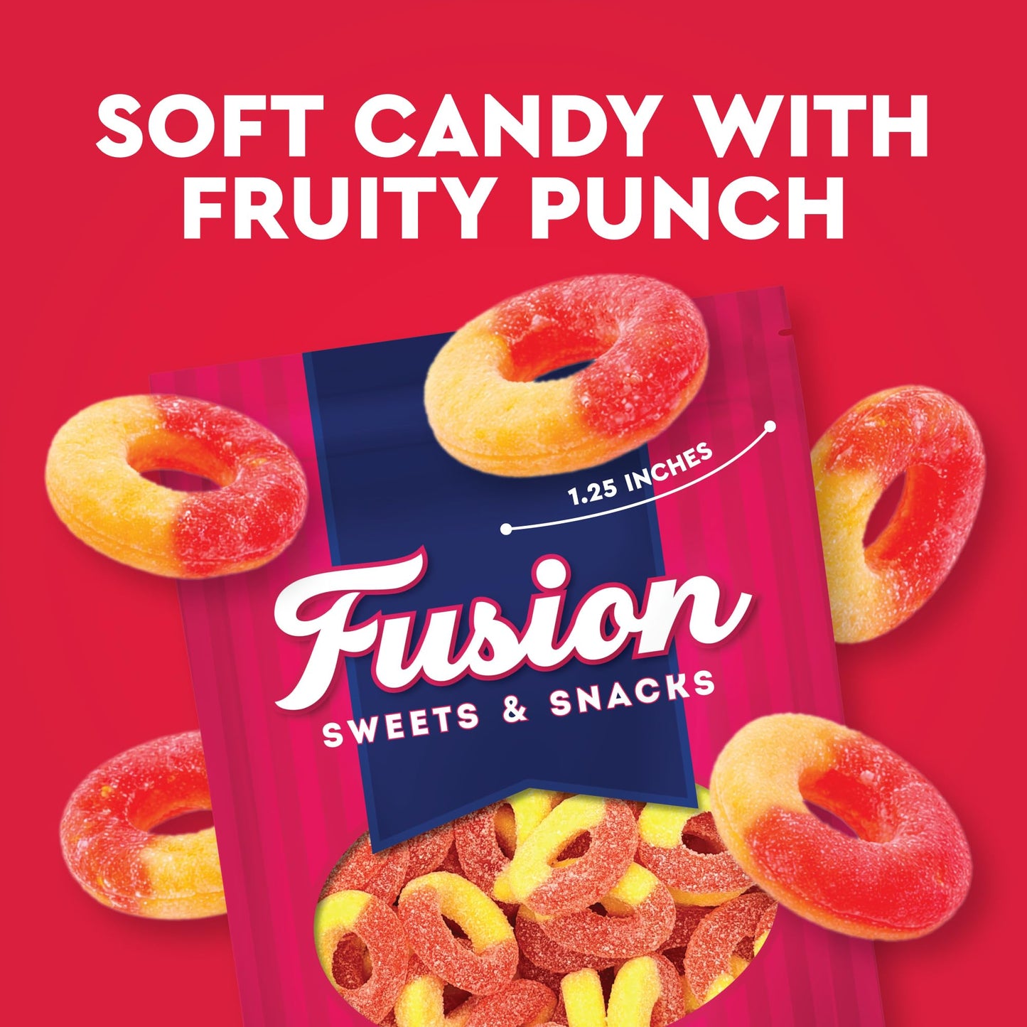 Peach Rings Gummy Candy 1 lb - Soft Chewy Texture Classic Sweet & Sour Gummies Bulk Bag, Nostalgic Juicy Peach Rings Bulk For Snacking, Party Treats