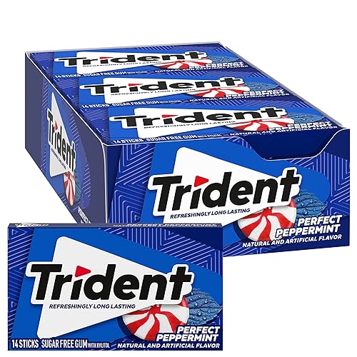 Trident Perfect Peppermint Sugar-Free Chewing Gum, 12 Packs of 14 Pieces (168 Total Pieces)